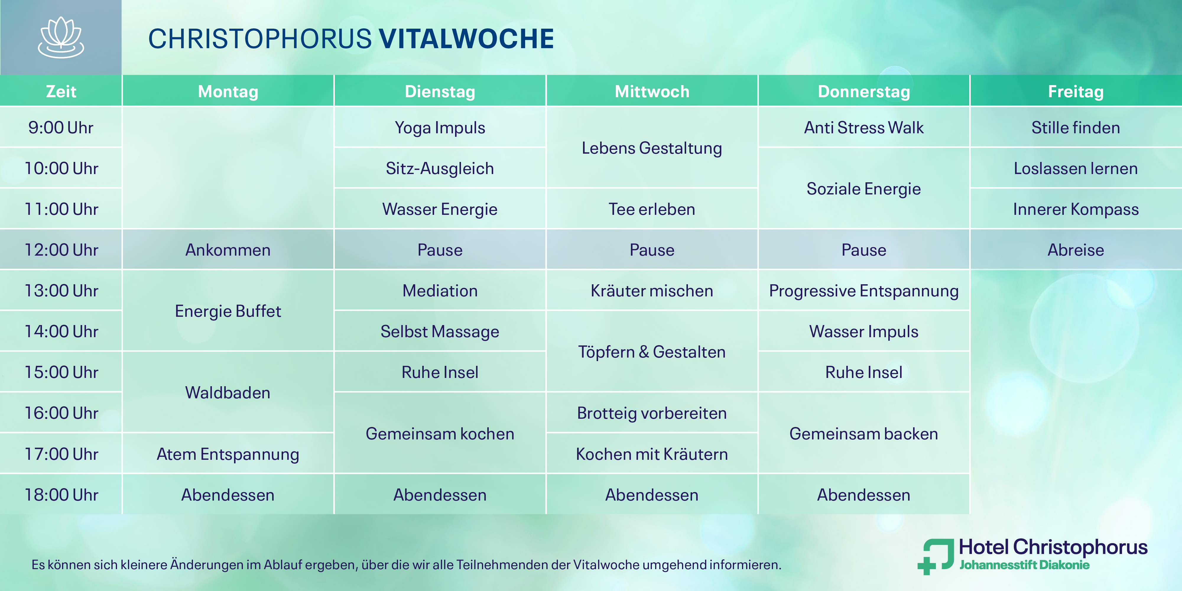 Grüner Vitalwochenplaner